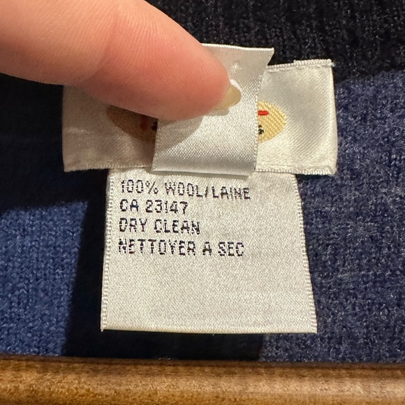 TALBOTS Vintage 100% Wool Blue Colorblock Patchwork Zip Up Sweater Size M - Picture 6 of 6